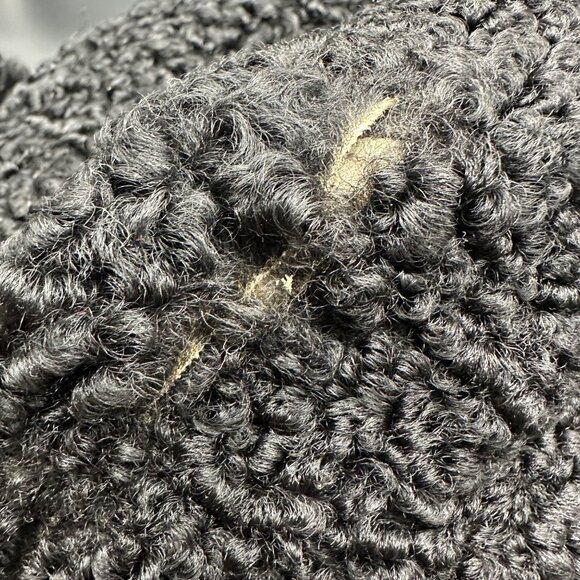 Vintage Black Persian Lambs Wool Coat Cape Style Curly Hair Sheep Mid Century - Picture 9 of 12